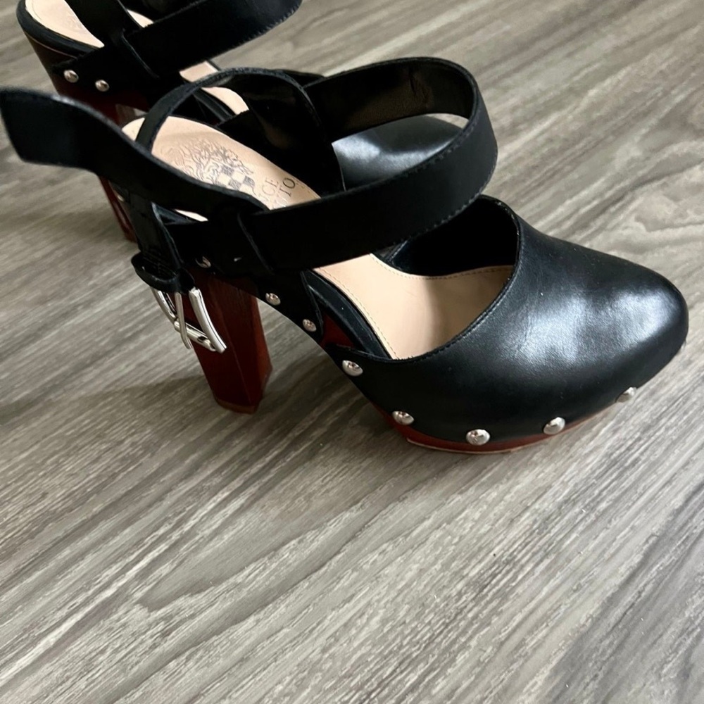 Vince Camuto leather studded  heels . Size 5